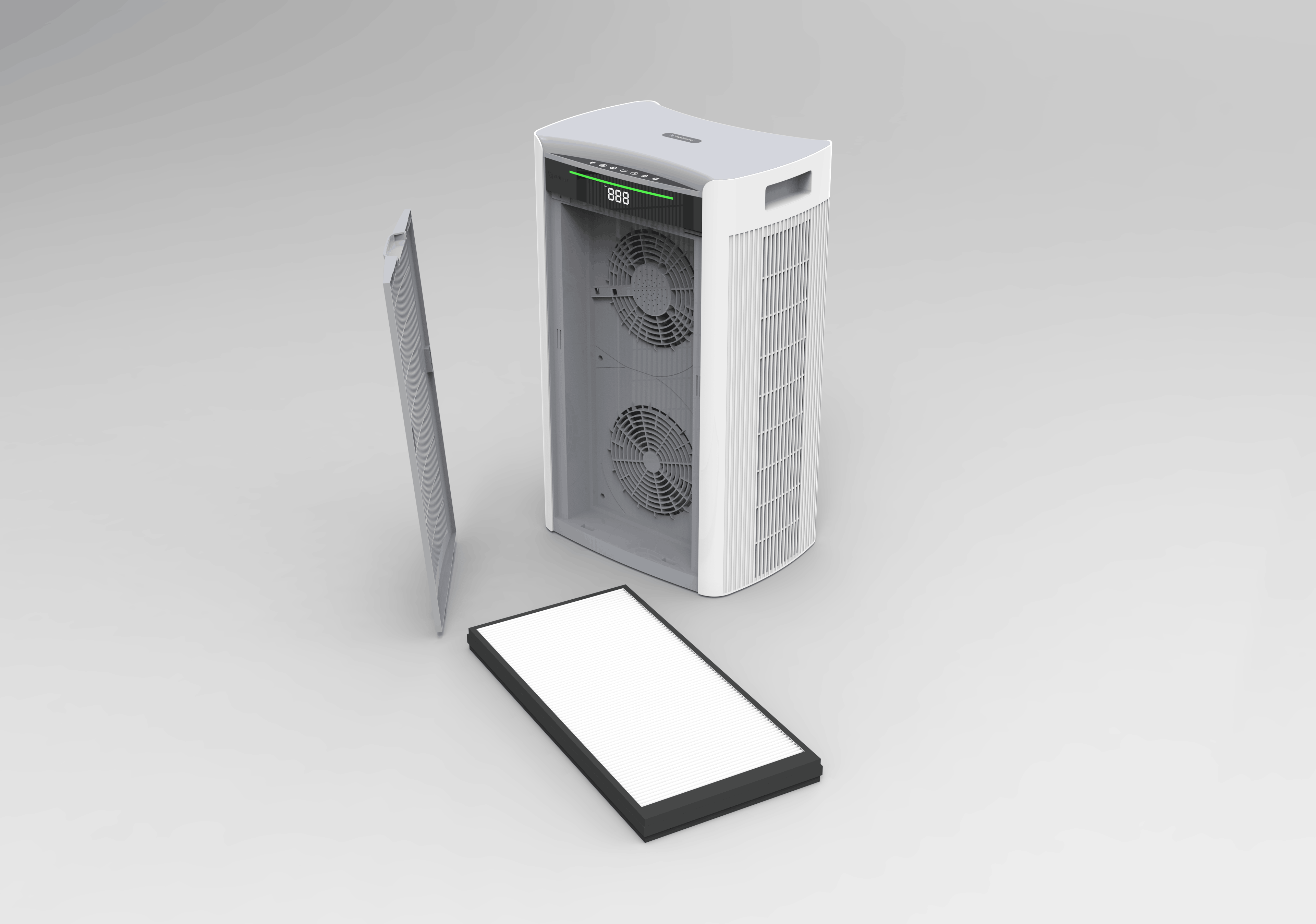 H1000 with open door showing inside with a filter nearby