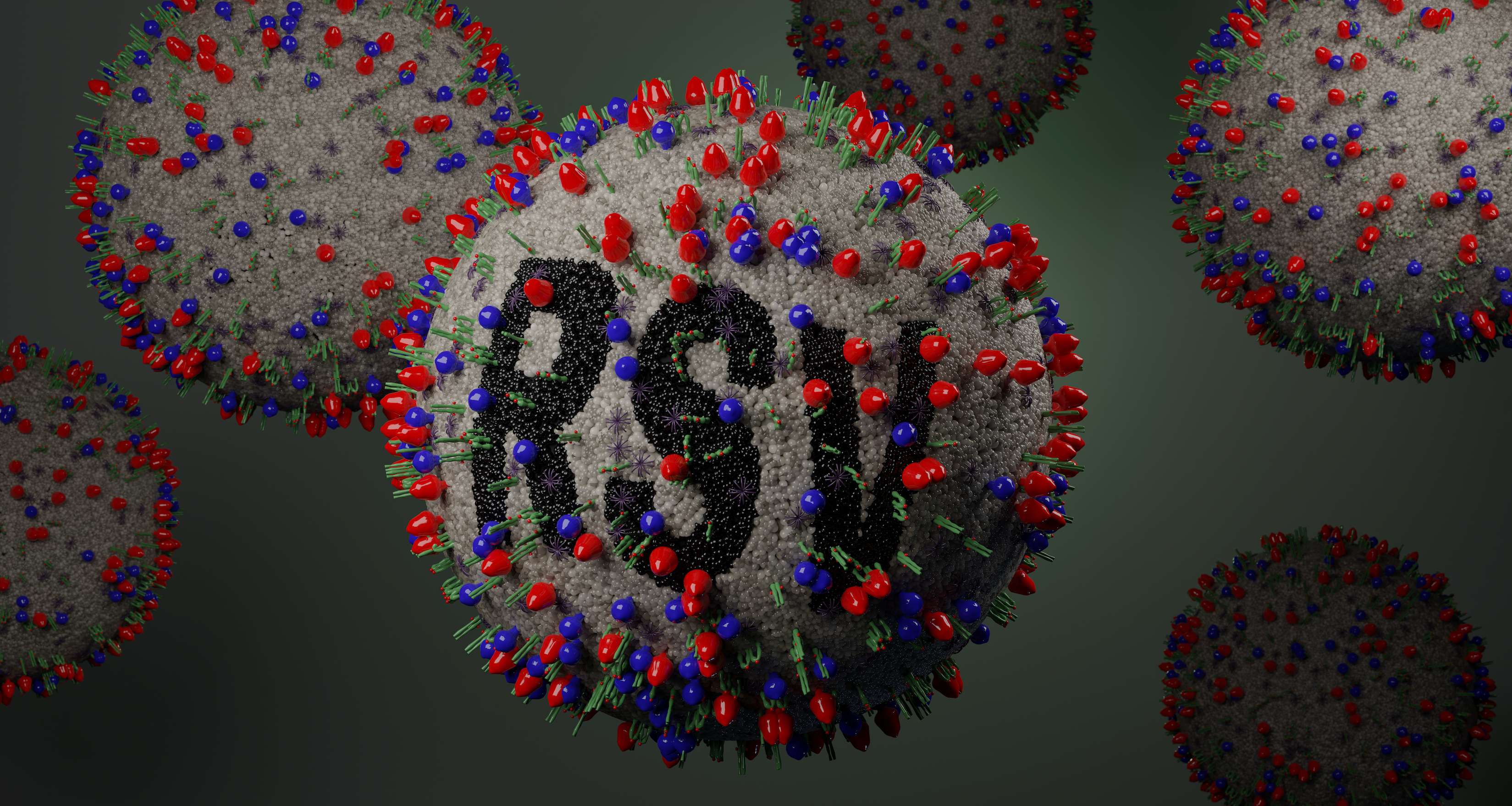 Close up of RSV virus at the molecular level
