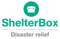 ShelterBox logo with a green circle and white icon on a white background
