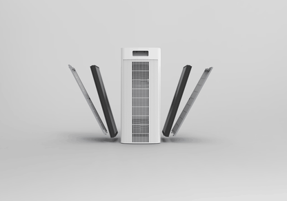 Side view with view of filters of the h1000 air purifier