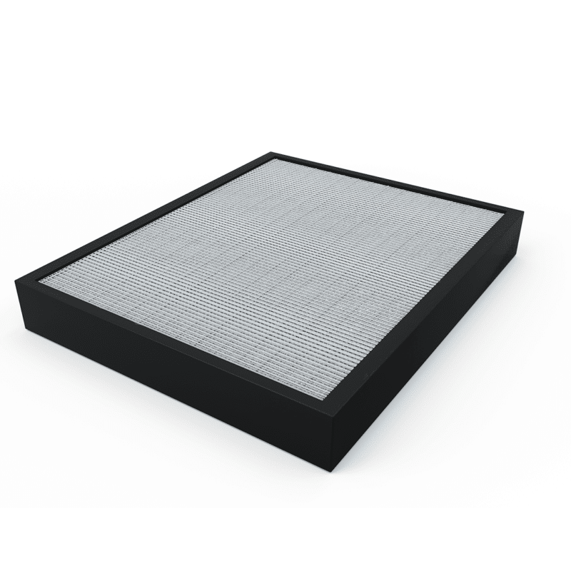 The gray and black filter for an Intellipure Compact Air Purifier is on display.